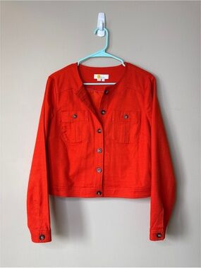 Boden Red Orange Button Front Jacket Size 8